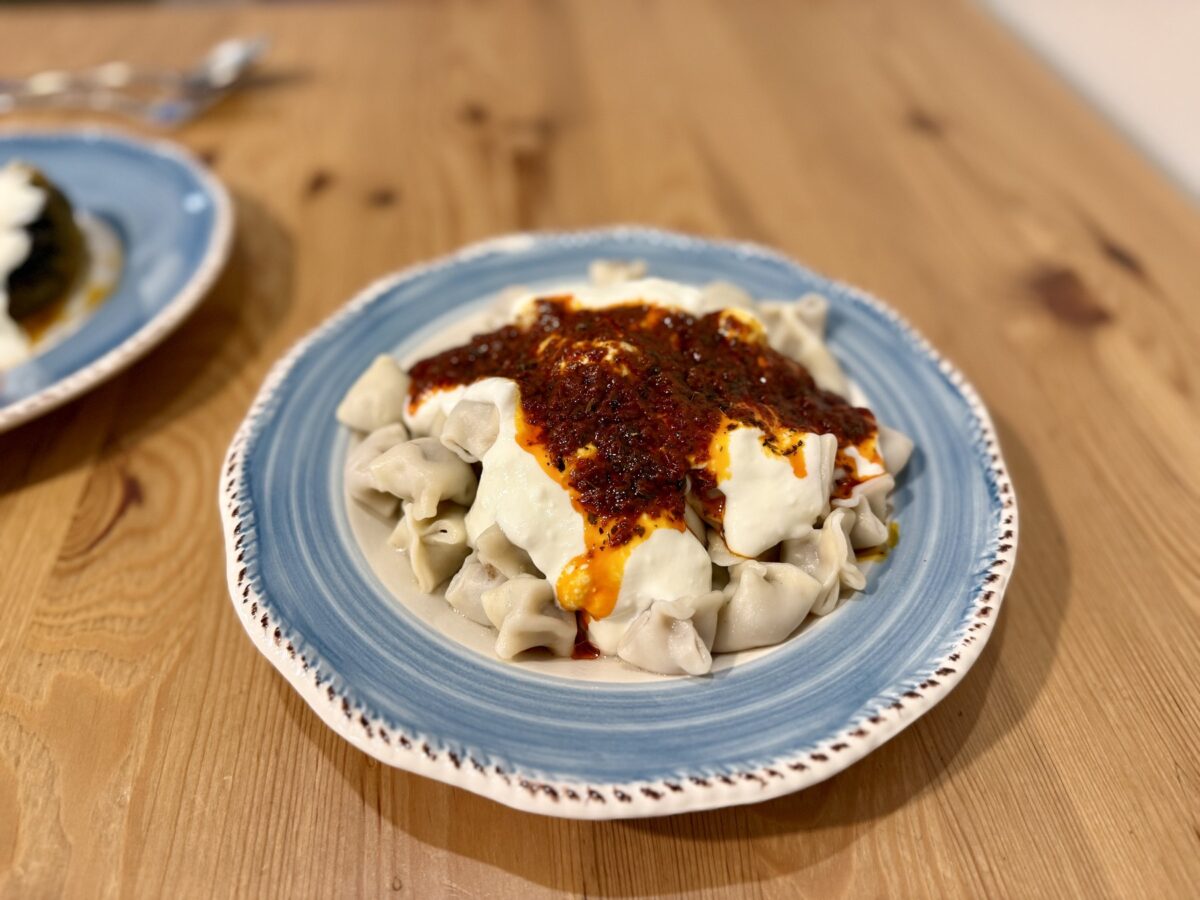 Homemade Traditional Turkish cuisine Turkish ravioli, Turkish name Manti