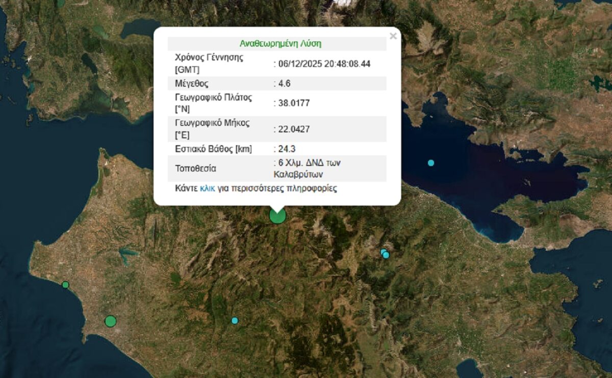 Σεισμός 4,6 ρίχτερ στα Καλάβρυτα: «Γνωστή φωλιά δονήσεων» λέει ο Γεράσιμος Παπαδόπουλος