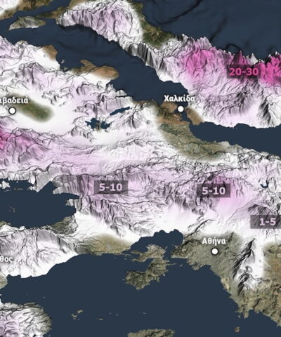 Ο χάρτης του meteo.gr με την χιονόστρωση