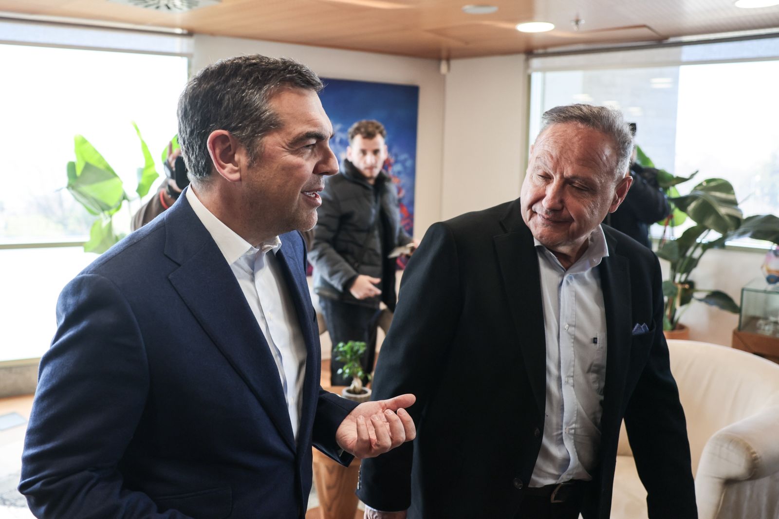 Οι Αλέξης Τσίπρας και Στέλιος Αγγελούδης