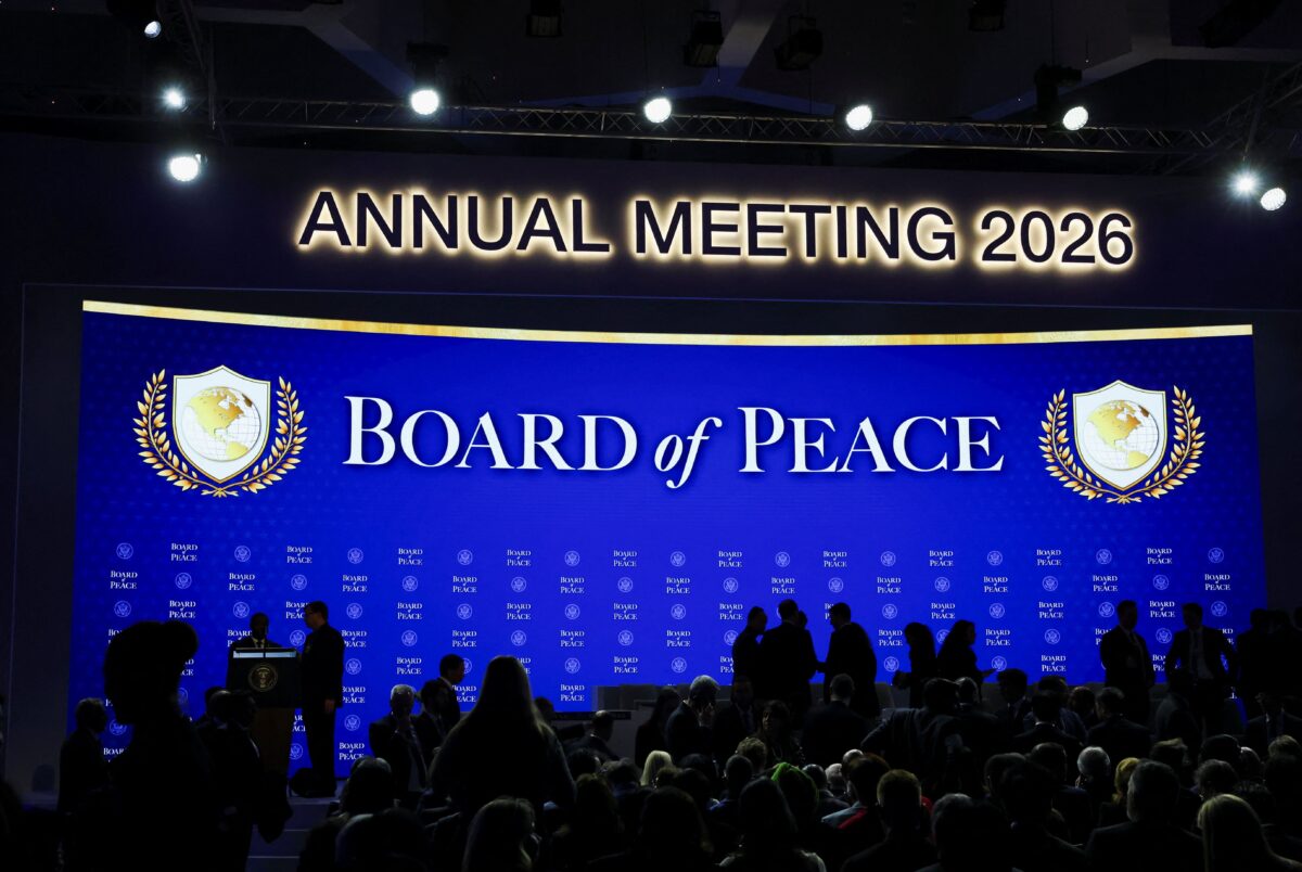 Preparations are underway for the charter announcement for U.S. President Donald Trump's Board of Peace initiative aimed at resolving global conflicts, alongside the 56th annual World Economic Forum, Switzerland, January 22, 2026. REUTERS