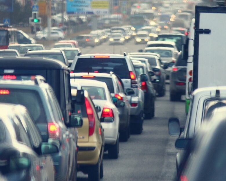 traffic jams in the city, road,