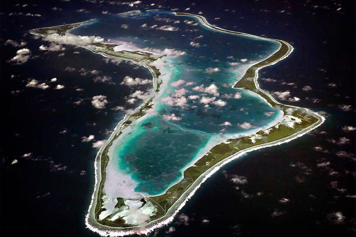 FILE - This image realeased by the U.S. Navy shows an aerial view of Diego Garcia. (U.S. Navy via AP, File) Screenshot