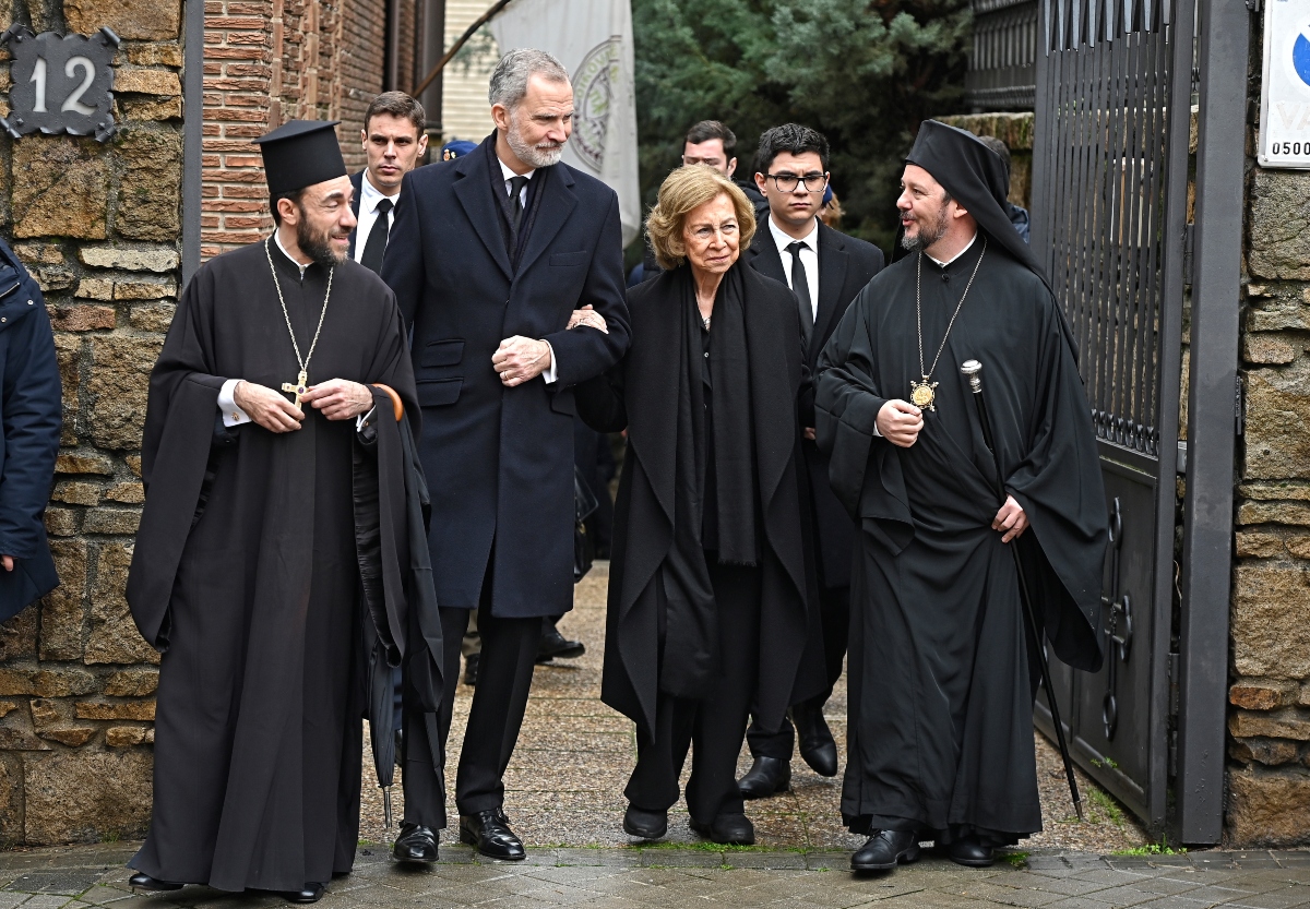 His Majesty King Felipe de Borbón and Queen Sofía leave the Greek Orthodox Cathedral of Saint Andrew and Saint Demetrius where a memorial service was held for Her Royal Highness Princess Irene of Greece, on 17 January 2026, in Madrid (Spain). Her Royal Highness Princess Irene of Greece passed away last Thursday, 15 January at La Zarzuela Palace at the age of 83. The burial will take place, as it did for Her Majesty King Constantine of Greece, in the Royal Cemetery of the Palace of Tatoi. MASS;CATHEDRAL;DEATH;ROYAL FAMILY;GREEKS Francisco Guerra / Europa Press 01/17/2026 (Europa Press via AP)