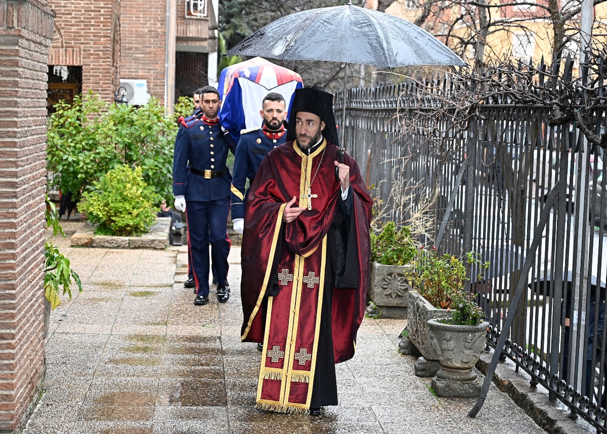 The mortal remains of Princess Irene of Greece arrive at the Greek Orthodox Cathedral of Saint Andrew and Saint Demetrius, on 17 January 2026, in Madrid (Spain). Her Royal Highness Princess Irene of Greece passed away last Thursday, 15 January at La Zarzuela Palace at the age of 83. The burial will take place, as it did for Her Majesty King Constantine of Greece, in the Royal Cemetery of the Palace of Tatoi. MASS;CATHEDRAL;DEATH;ROYAL FAMILY;GREEKS Francisco Guerra / Europa Press 01/17/2026 (Europa Press via AP)