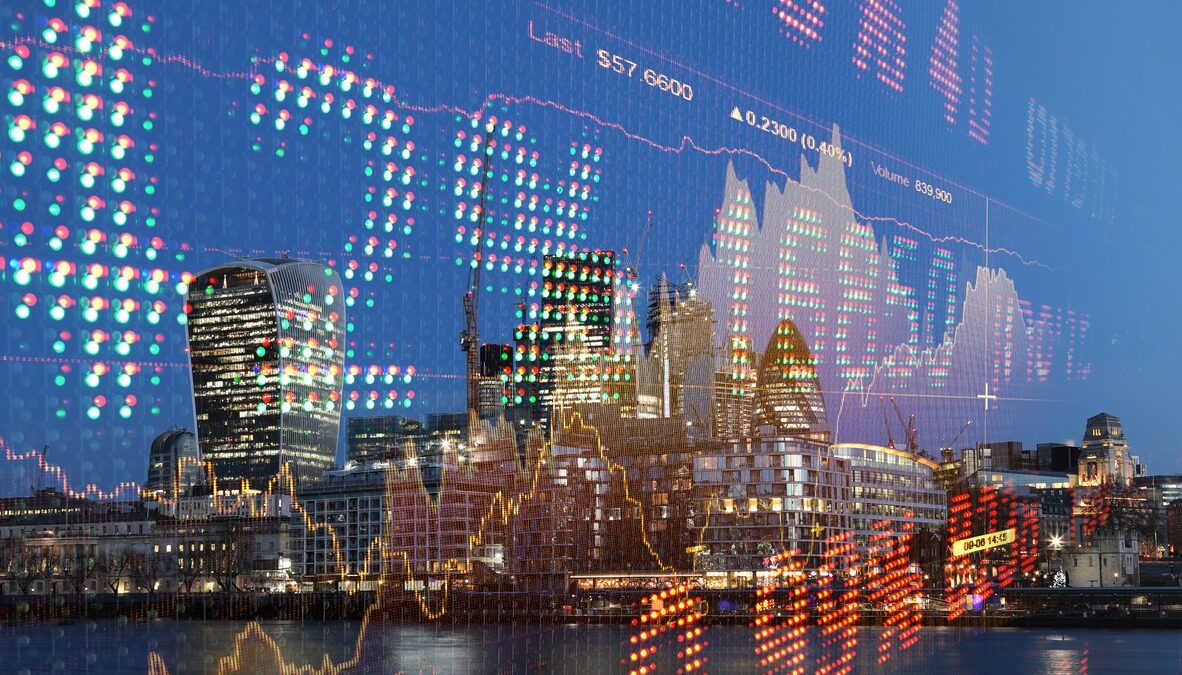 Stock market data growth chart graph investment finance analysis fintech financial district