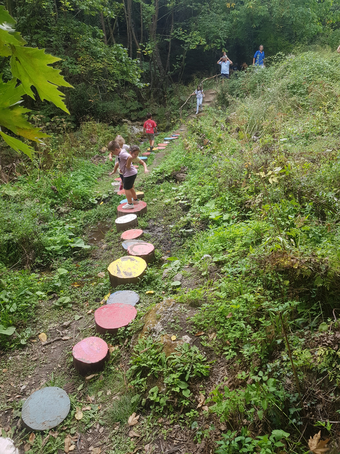 September 19, 2021: Pavliani-Greece: Kids playing in the forest