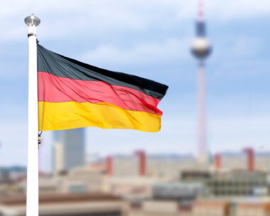 Germany flag of the Berlin 2024 European Football Championship, panoramic background