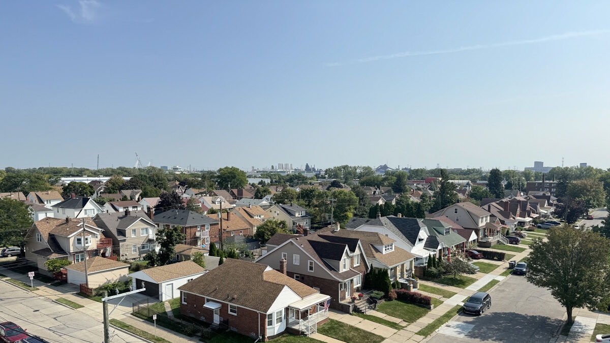 An overhead view of middle-class housing in Dearborn, where Ford's headquarters are located. This city is home to many immigrants from the Middle East.