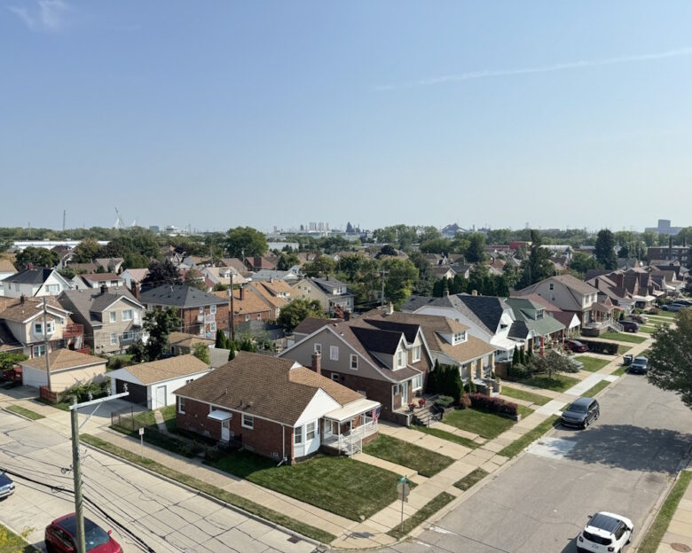 An overhead view of middle-class housing in Dearborn, where Ford's headquarters are located. This city is home to many immigrants from the Middle East.