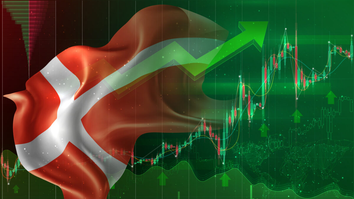 Denmark, vector 3d flag financial exchange trend up