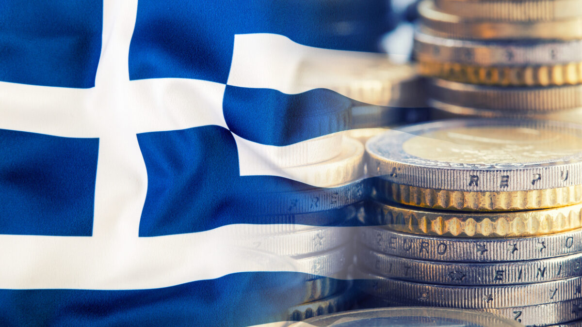 Greece flag. Euro money. Euro currency. Colorful waving greece flag on a euro money backgroundGreece flag. Euro money. Euro currency. Colorful waving greece flag on a euro money background
