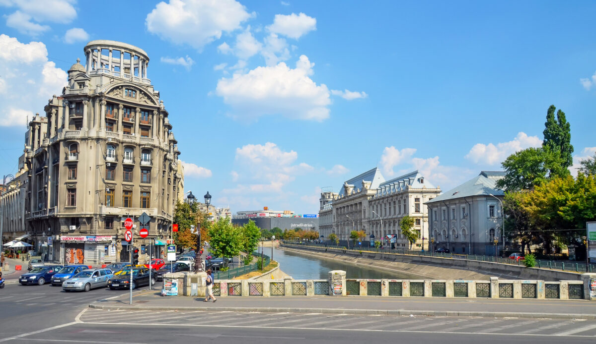 BUCHAREST, ROMANIA - AUGUST 4, 2012: Visiting The shore of Dambovita River.