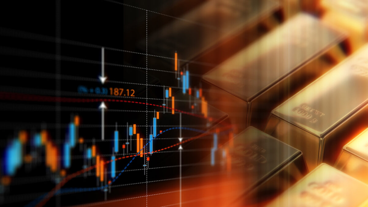 Global gold price commodity concept. Selective focus. Horizontal composition with copy space