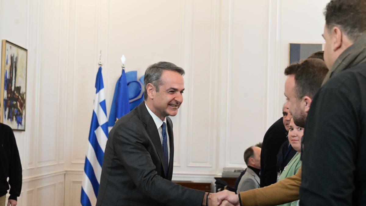 Ο Κυριάκος Μητσοτάκης στη συνάντηση με τους αγρότες