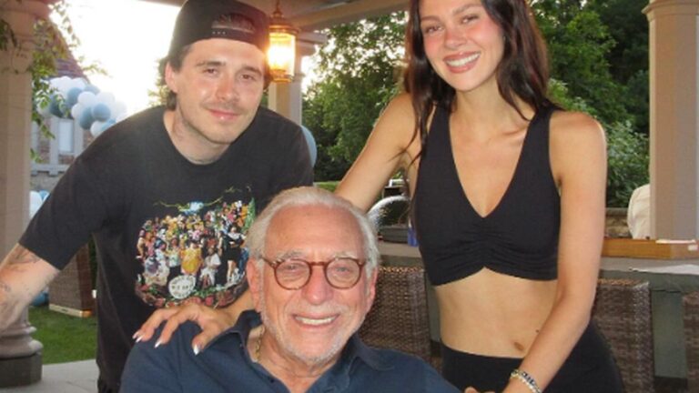 Η Νίκολα Πελτζ με τον δισεκατομμυριούχο πατέρα της Νέλσον Πέλτζ και τον άντρα της Μπρούκλιν Μπέκαμ