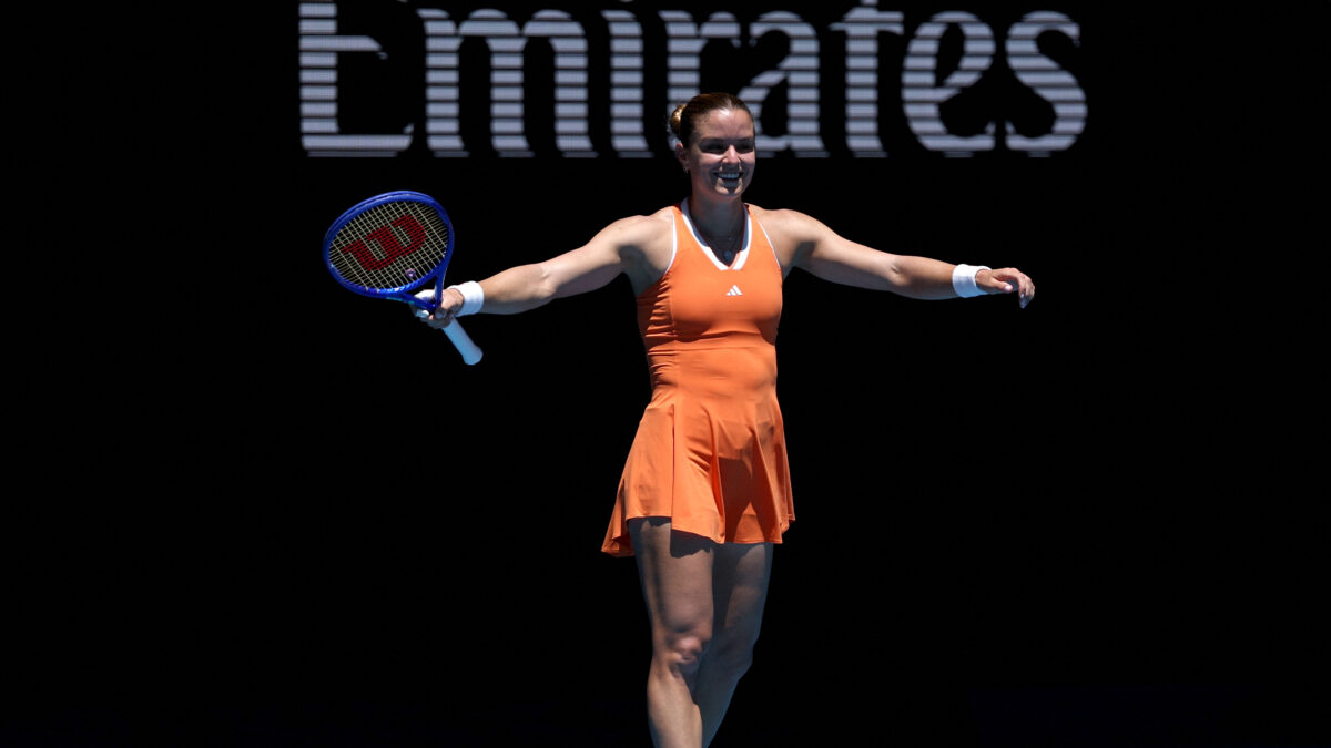 Η Μαρία Σάκκαρη πανηγυρίζει στο Australian Open