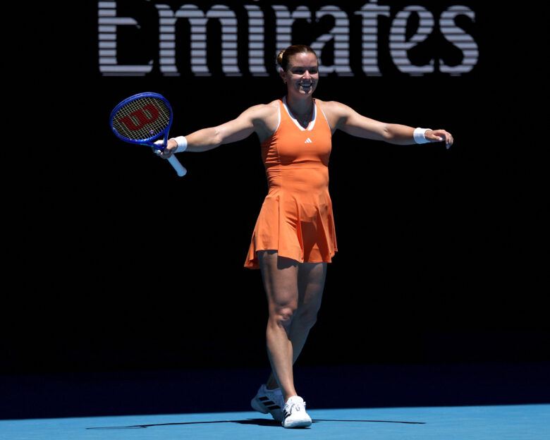 Η Μαρία Σάκκαρη πανηγυρίζει στο Australian Open