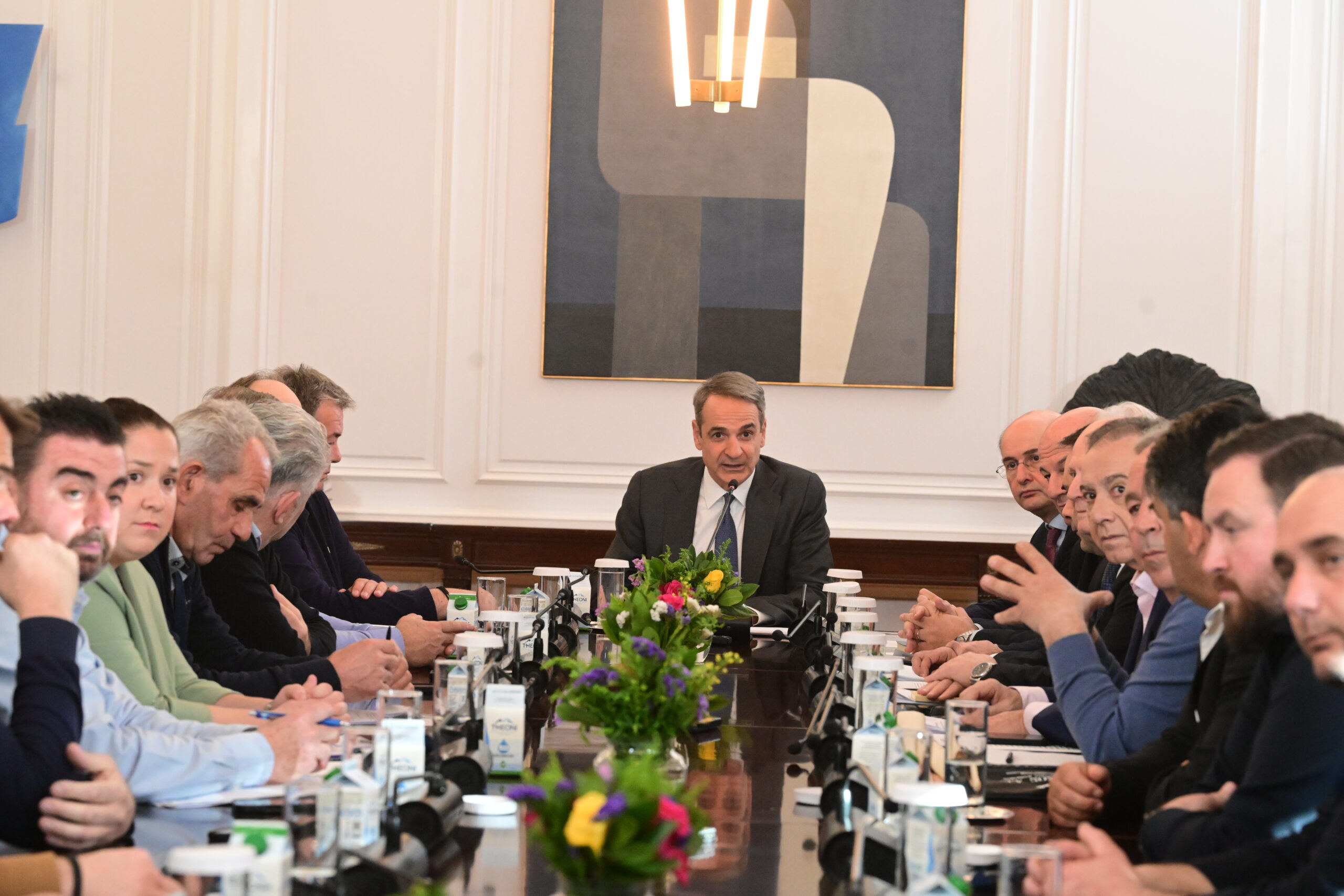 Συνάντηση του πρωθυπουργού Κυριάκου Μητσοτάκη με εκπροσώπους αγροτών και κτηνοτρόφων, στο Μέγαρο Μαξίμου