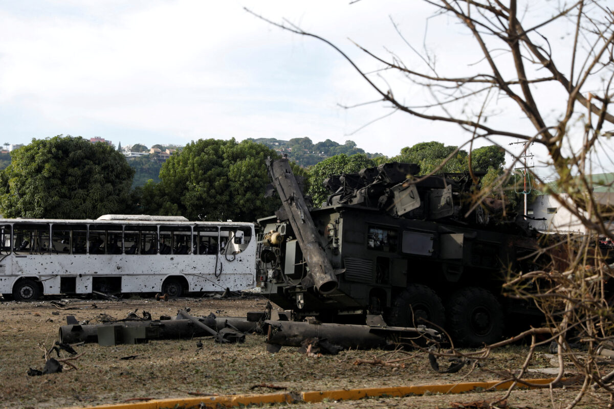 A destroyed anti-aircraft unit at La Carlota military air base, after U.S. President Donald Trump said the U.S. has struck Venezuela and captured its President Nicolas Maduro, in Caracas, Venezuela, January 3, 2026. REUTERS/Leonardo Fernandez Viloria TPX IMAGES OF THE DAY