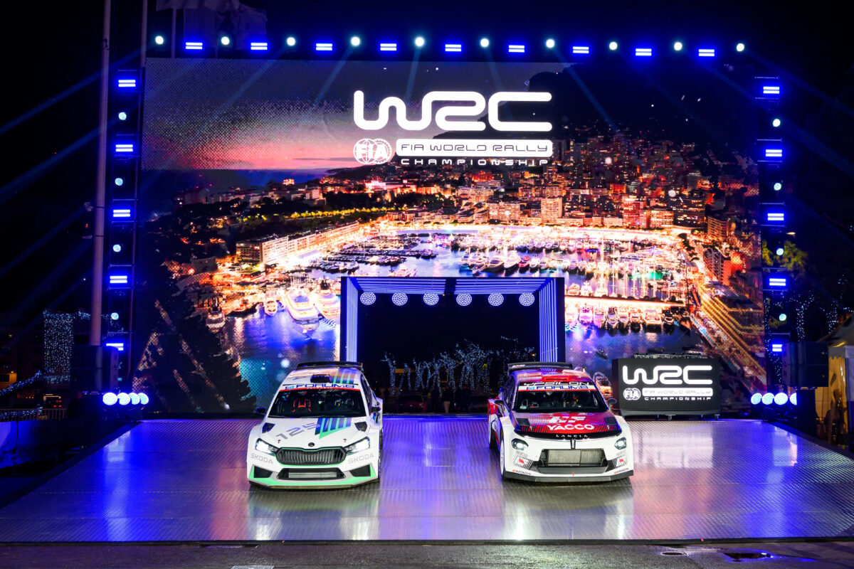 Skoda Fabia Rs WRC2 and the team Lancia Corse HF Lancia Ypsilon HF WRC2 Rally WRC Rallye Monte Carlo