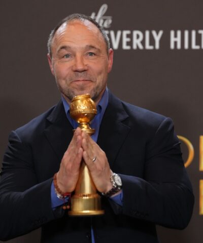 Stephen Graham poses in the press room with the award for best performance by a male actor in a limited series, anthology series, or a motion picture made for television for "Adolescence" during the 83rd Golden Globes on Sunday, Jan. 11, 2026, at the Beverly Hilton in Beverly Hills, Calif.