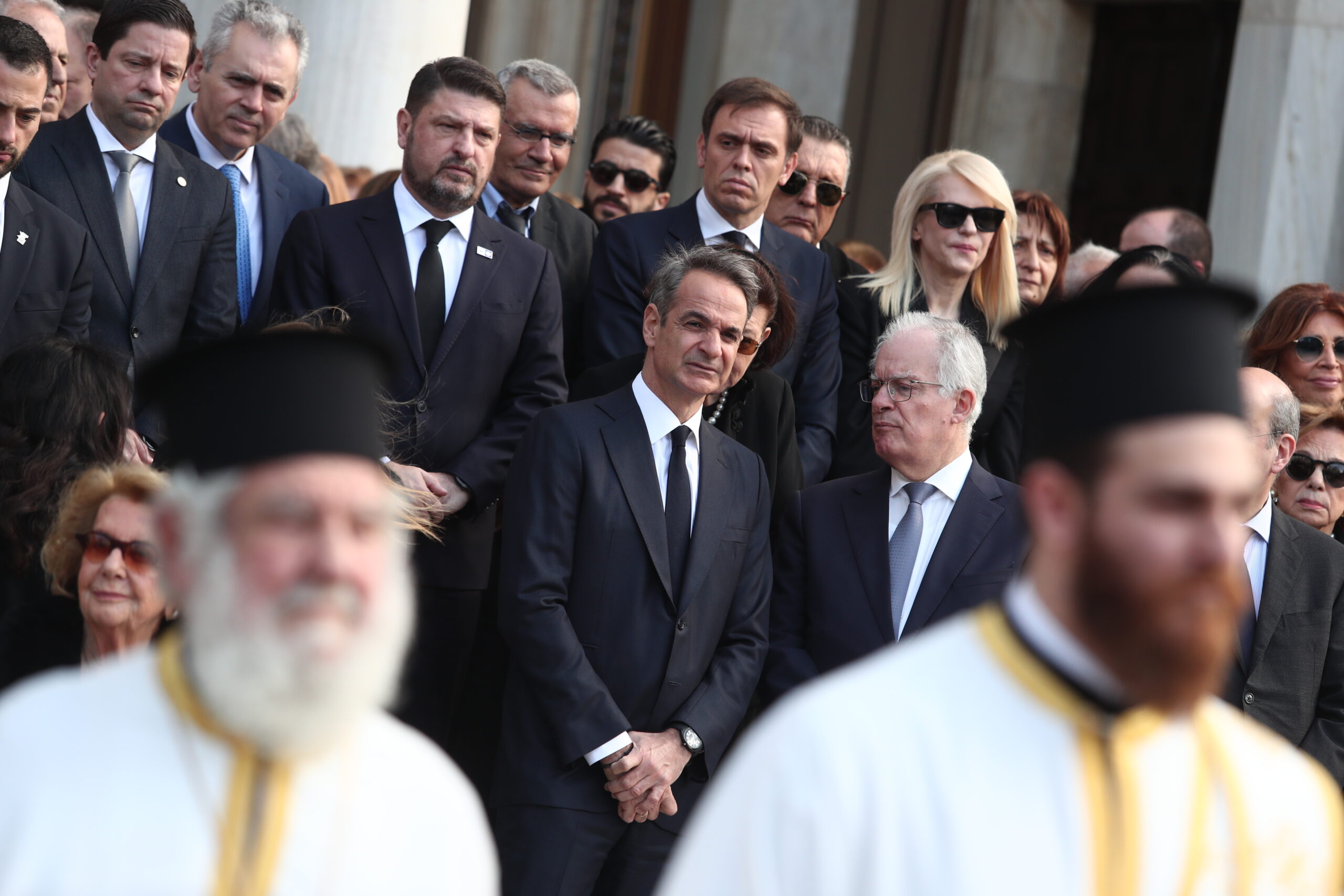 Κυριάκος Μητσοτάκης, Κωνσταντίνος Τασούλας,Νίκος Χαρδαλιάς, Δημήτρης Μάντζιος, Θεοδώρα Τζάκρη στη κηδεία