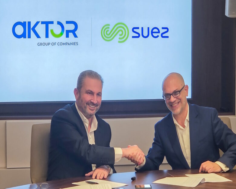 Ο Αλέξανδρος Εξάρχου, Πρόεδρος Δ.Σ. & Διευθύνων Σύμβουλος Aktor Όμιλος Εταιρειών και ο Bruno Hervet, CEO της Suez Europe