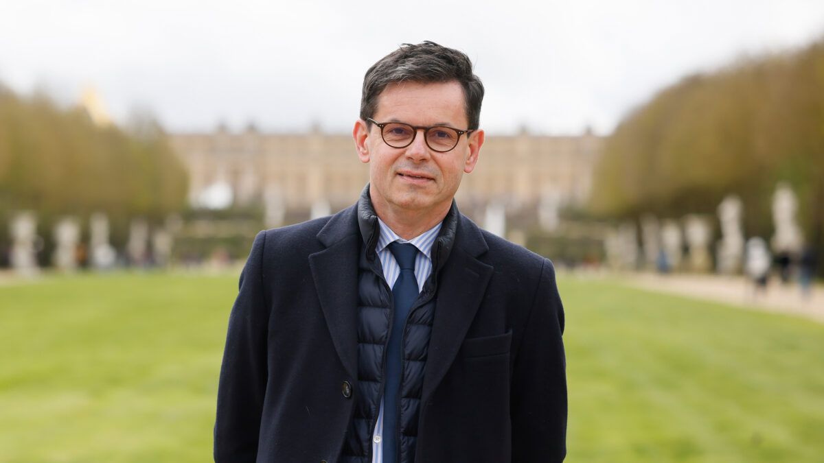 FILE Christophe Leribault, head of the Charteau de Versailles, poses March 29, 2024 in the park of the Chateau de Versailles, west of Paris. (AP Photo/Thomas Padilla, File)