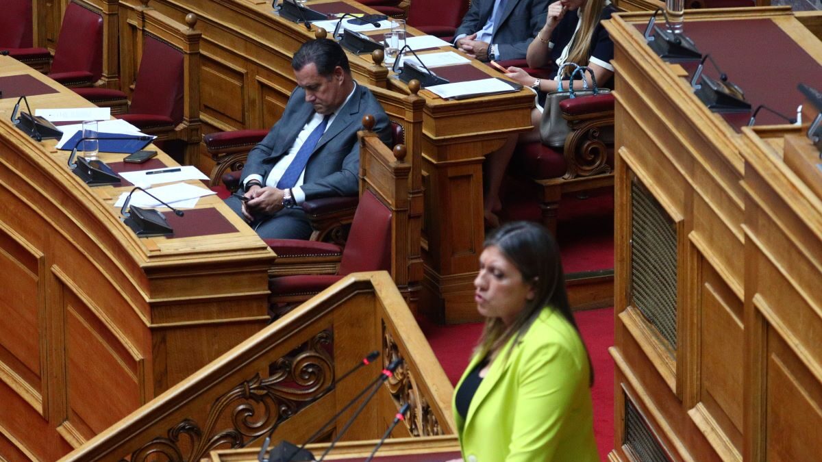 Ο Άδωνις Γεωργιάδης και η Ζωή Κωνσταντοπούλου στη Βουλή