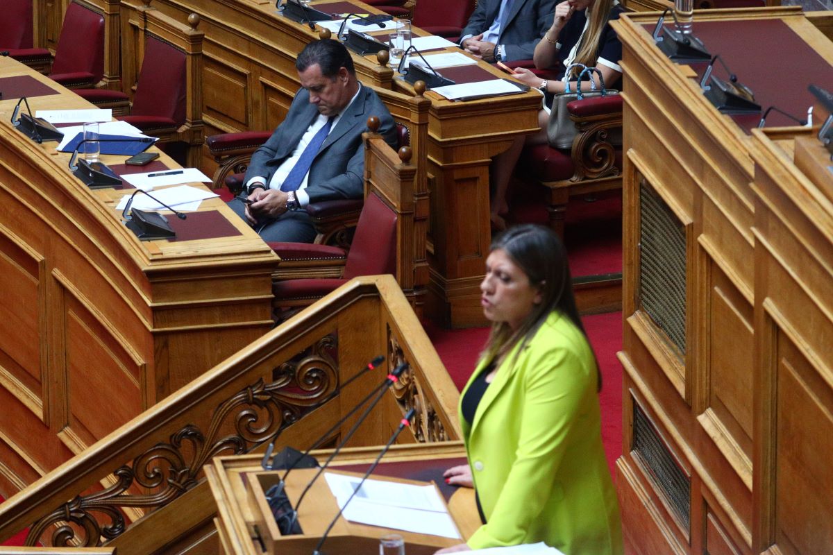 Ο Άδωνις Γεωργιάδης και η Ζωή Κωνσταντοπούλου στη Βουλή