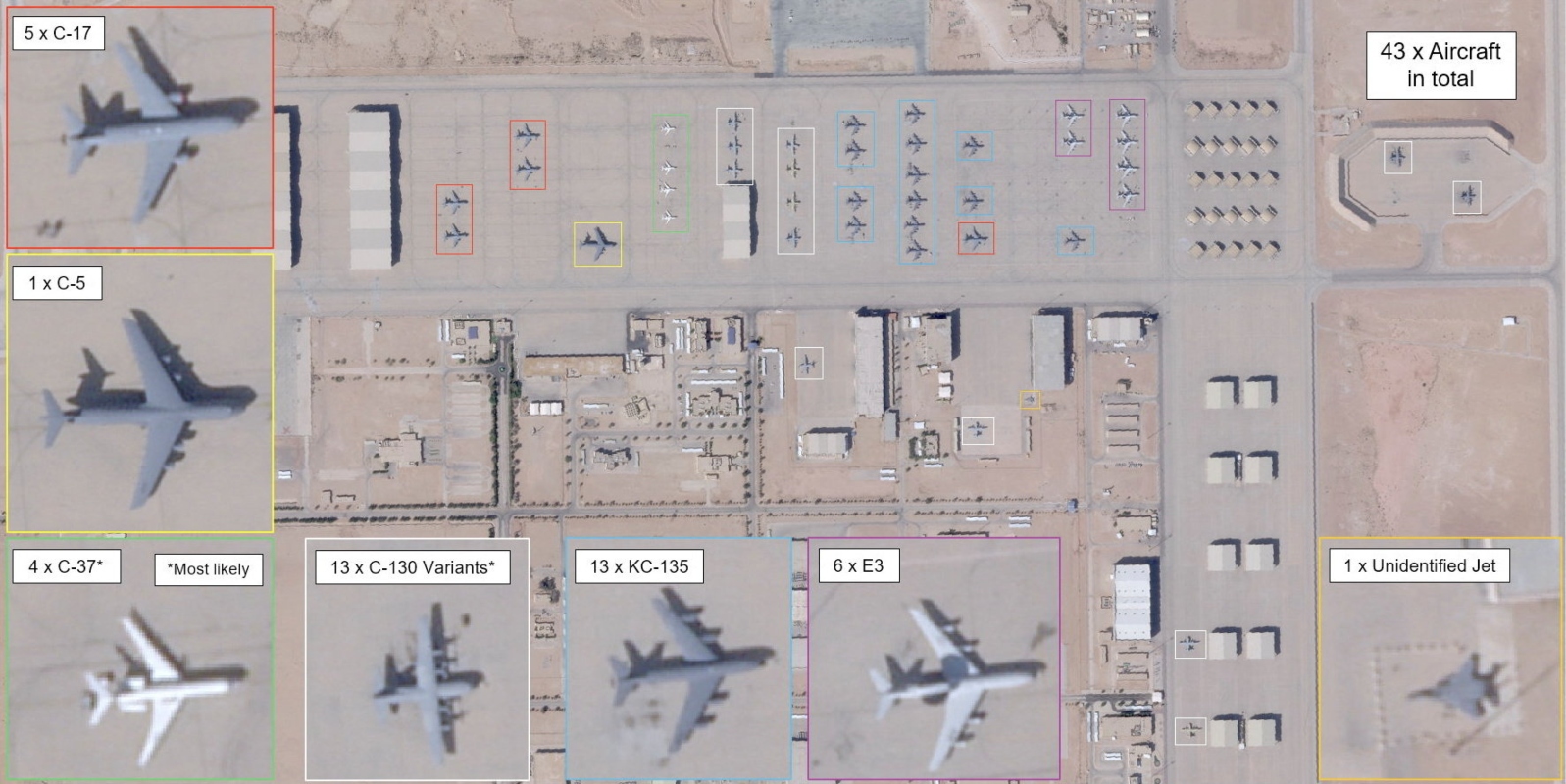 Δορυφορική εικόνα δείχνει αεροσκάφη στην αεροπορική βάση Prince Sultan