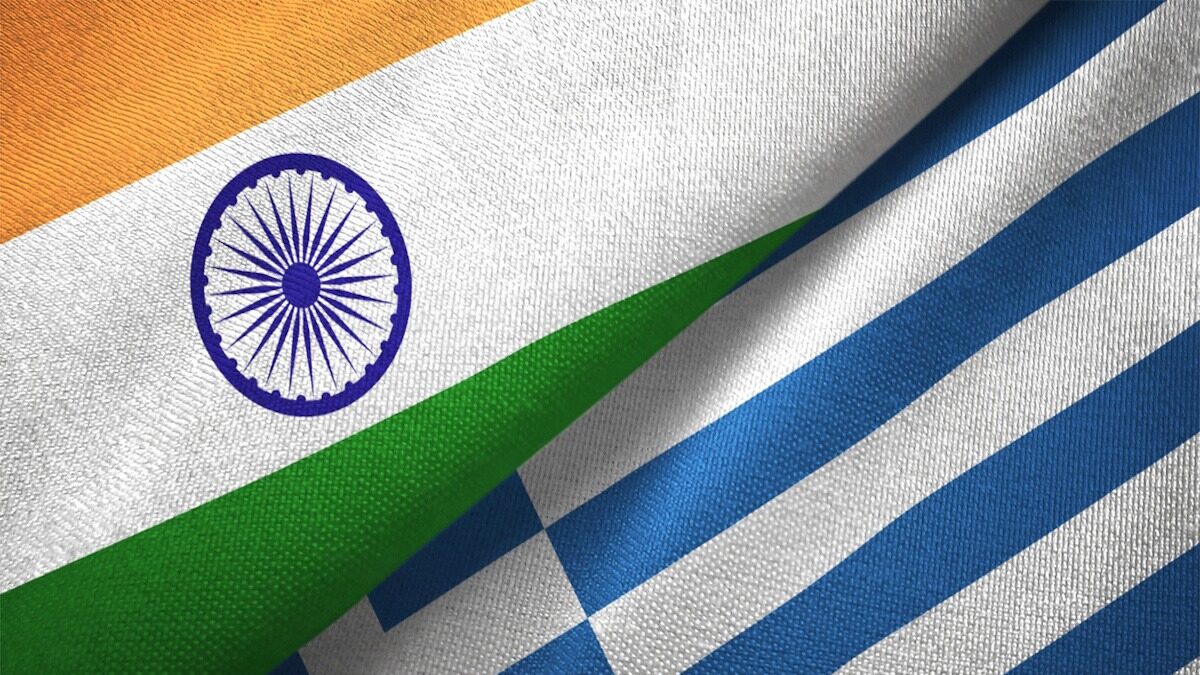Greece and India flag together realtions textile cloth fabric texture