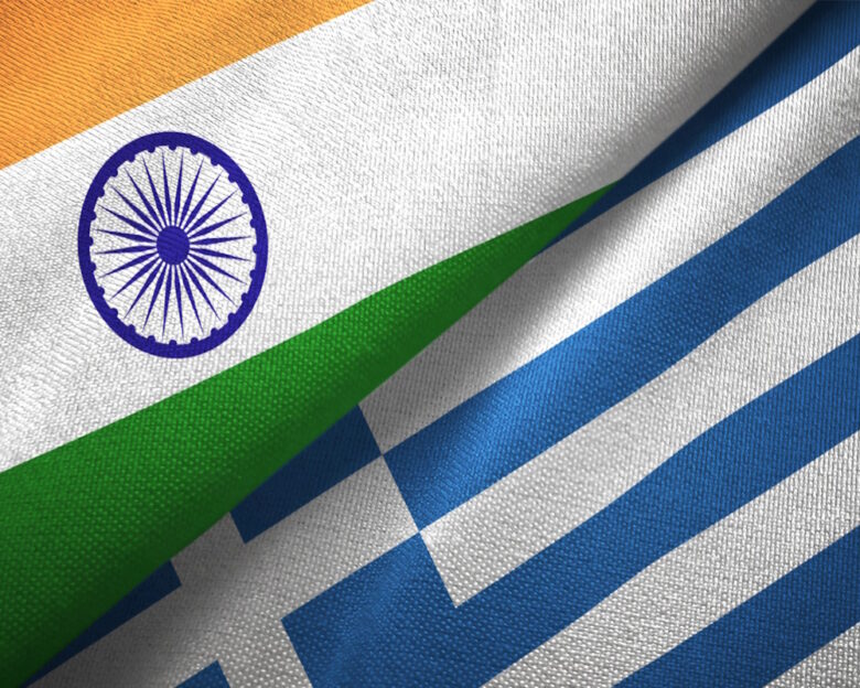 Greece and India flag together realtions textile cloth fabric texture