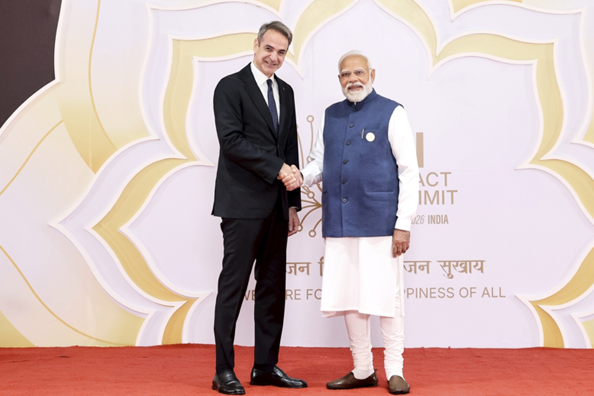 Ο πρωθυπουργός, Κυριάκος Μητσοτάκης και ο ομόλογός του της Ινδίας, Ναρέντρα Μόντι στο Νέο Δελχί