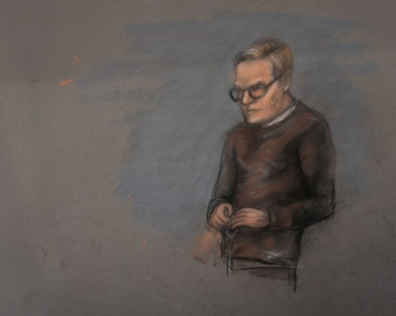 Σκίτσο του Μάριους Μποργκ Χόιμπι από το δικαστήριο