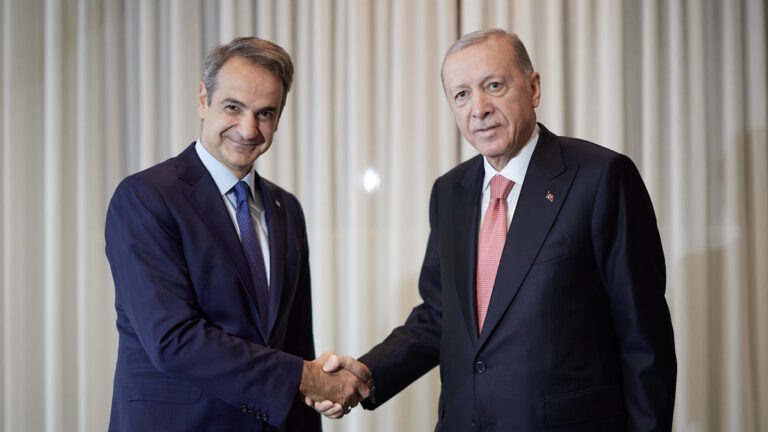 Από τη συνάντηση του πρωθυπουργού, Κυριάκου Μητσοτάκη με τον Πρόεδρο της Τουρκίας, Ρετζέπ Ταγίπ Ερντογάν στο περιθώριο της Γενικής Συνέλευσης του ΟΗΕ στις 23 Σεπτεμβρίου 2024