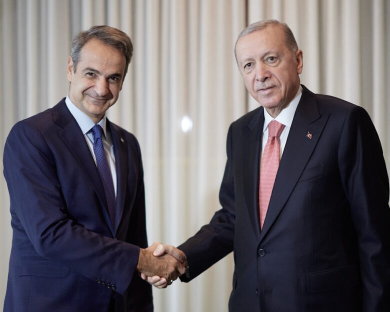 Από τη συνάντηση του πρωθυπουργού, Κυριάκου Μητσοτάκη με τον Πρόεδρο της Τουρκίας, Ρετζέπ Ταγίπ Ερντογάν στο περιθώριο της Γενικής Συνέλευσης του ΟΗΕ στις 23 Σεπτεμβρίου 2024