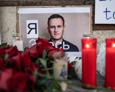 Several flowers and candles next to a photo of Alexei Navalni, during a rally for the death of Alexei Navalni, at the Russian Embassy in Madrid, February 16, 2024, in Madrid, Spain. The Russian opposition leader, Alexei Navalni, has died in a prison in Jarp, in the Arctic Circle, according to the Russian prison authorities themselves. The same sources assure that he has suffered a fainting spell after his daily walk and although the necessary resuscitation procedures were performed, they did not produce any results. Navalni, 47 years old, was serving 30 years in prison for various crimes, and was considered the main opponent of Putin and the Kremlin's policies. FEBRUARY 16;2024 Diego Radamés / Europa Press 02/16/2024 (Europa Press via AP)