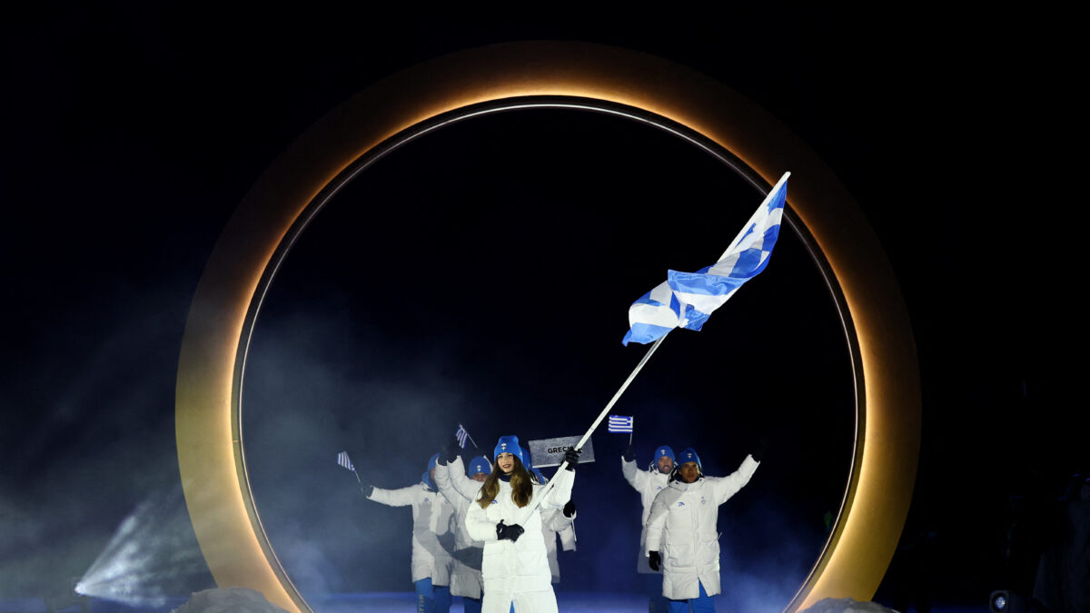 H Νεφέλη Τίτα με την ελληνική σημαία στους χειμερινούς Ολυμπιακούς Αγώνες