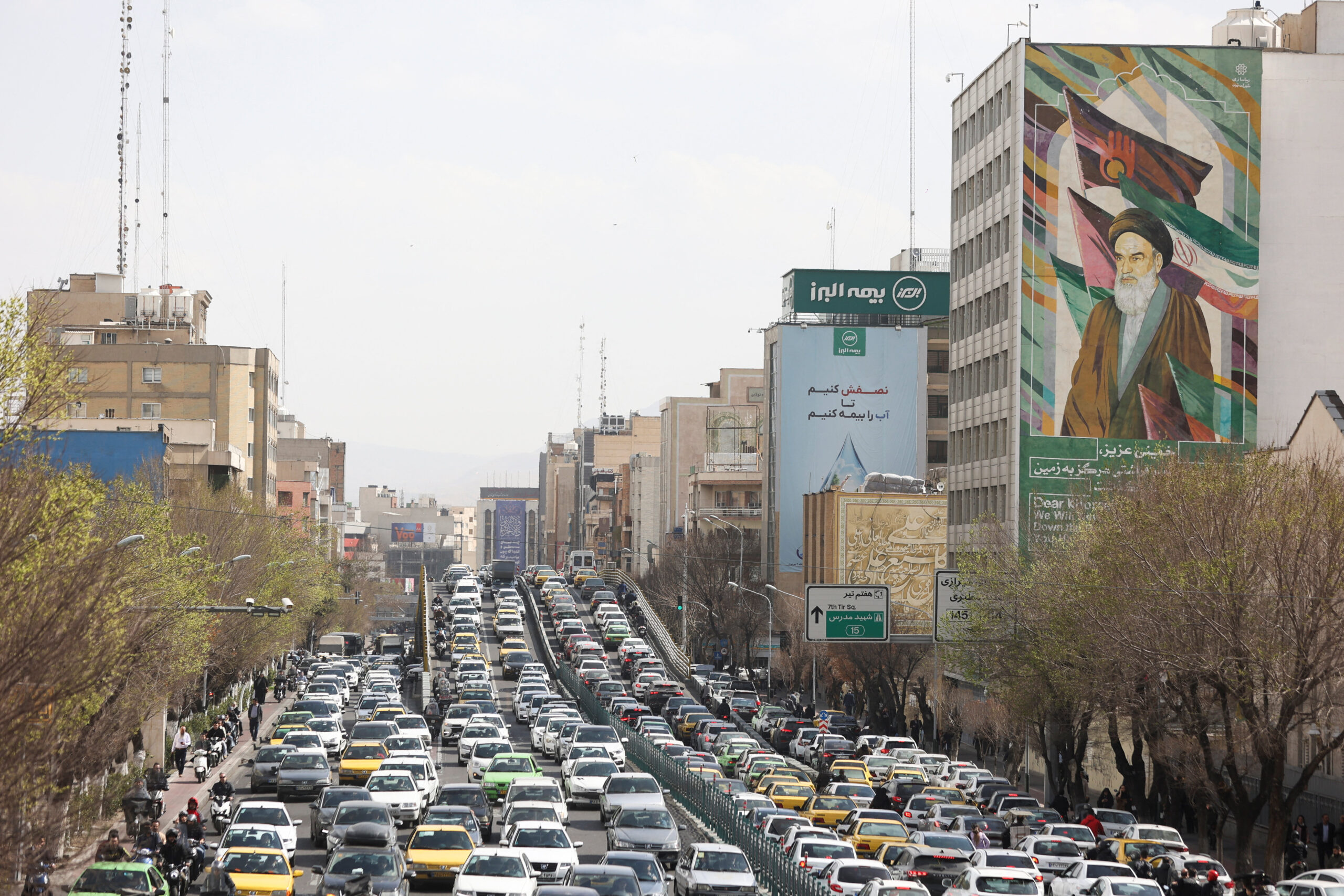 Aftermath of strike in Tehran Vehicles line up during a traffic block, after Israel and the U.S. launched strikes on Iran, in Tehran, Iran, February 28, 2026. Majid Asgaripour/WANA (West Asia News Agency) via REUTERS ATTENTION EDITORS - THIS PICTURE WAS PROVIDED BY A THIRD PARTY