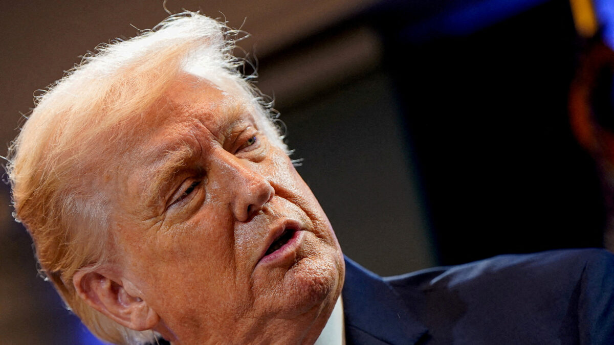 U.S. President Donald Trump speaks during a press briefing at the White House, following the Supreme Court's ruling that Trump had exceeded his authority when he imposed tariffs, in Washington, D.C., U.S., February 20, 2026. REUTERS/Elizabeth Frantz