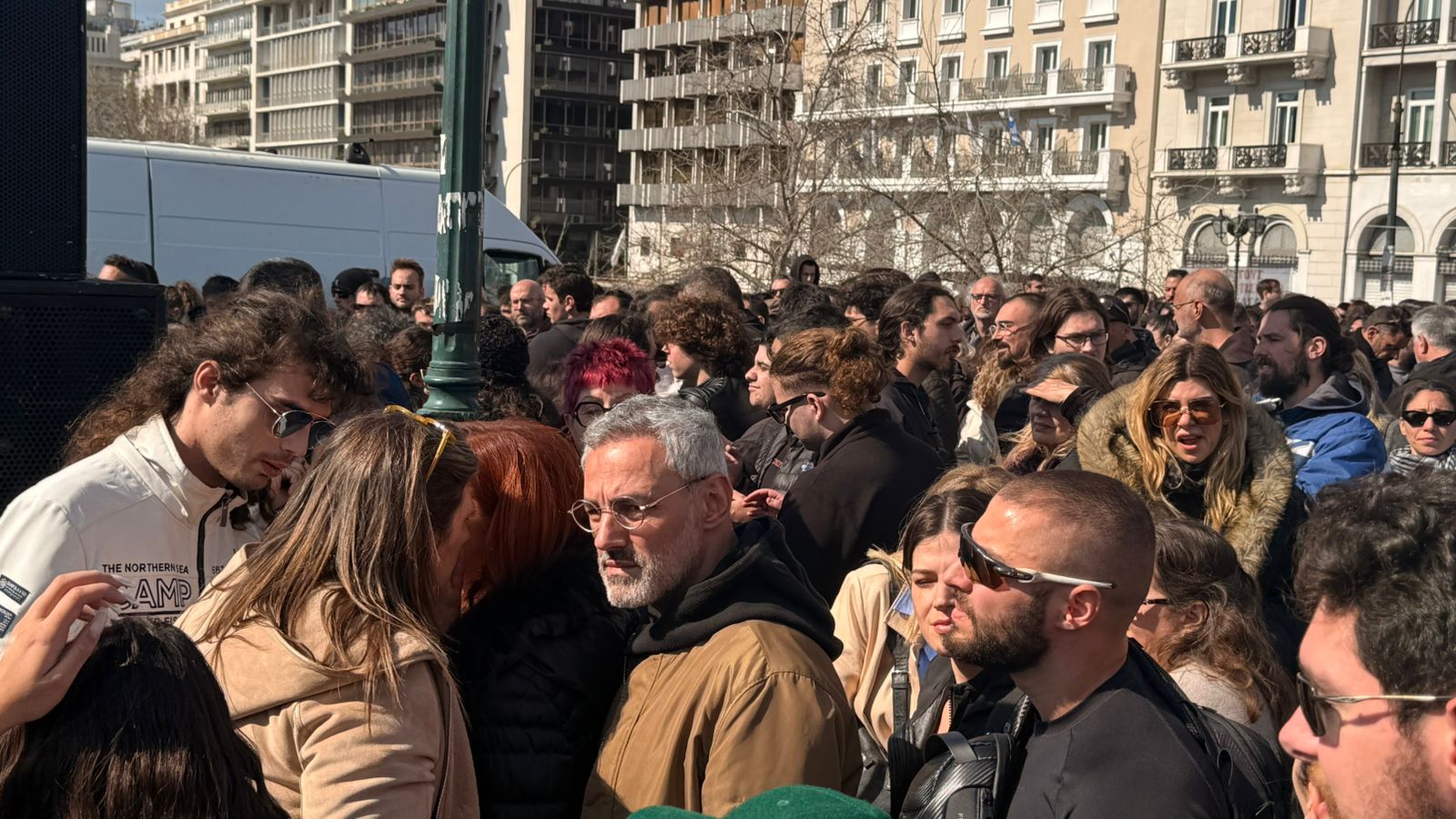 Σίσσυ Χρηστίδου και Νίκος Συρίγος στο συλλαλητήριο για τα Τέμπη στην Αθήνα