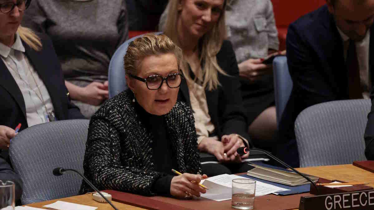 Η μόνιμη αντιπρόσωπος της Ελλάδας στα Ηνωμένα Έθνη, πρέσβης Αγλαΐα Μ
