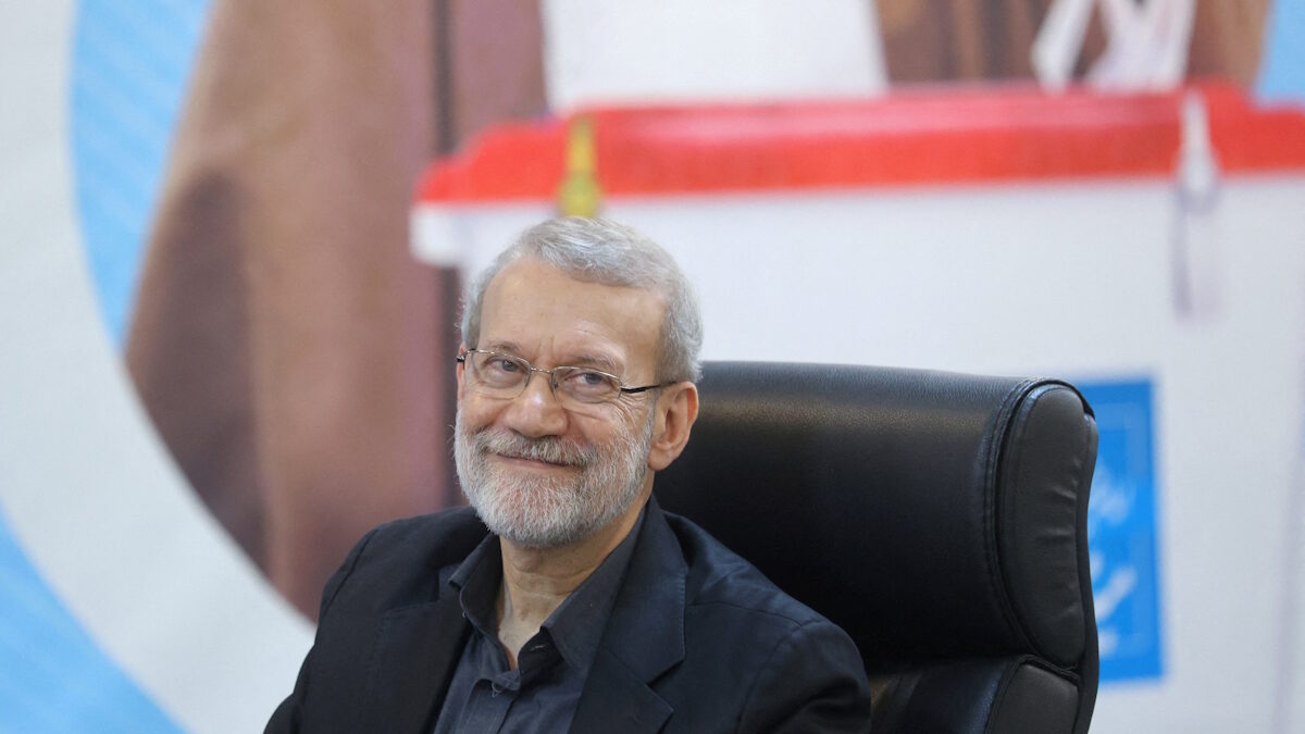 FILE PHOTO: Ali Larijani, former chairman of the parliament of Iran, reacts as he registers as a candidate for the presidential election at the Interior Ministry, in Tehran, Iran May 31, 2024.