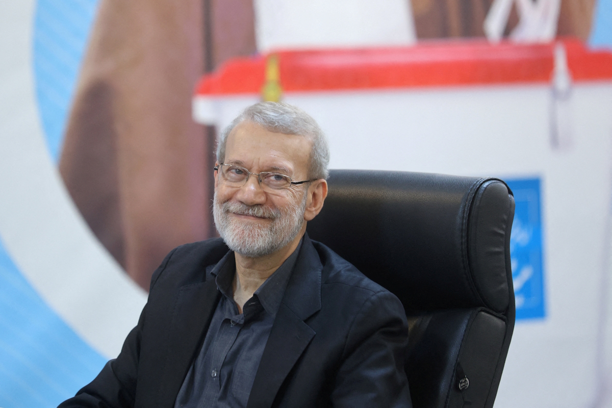 FILE PHOTO: Ali Larijani, former chairman of the parliament of Iran, reacts as he registers as a candidate for the presidential election at the Interior Ministry, in Tehran, Iran May 31, 2024.