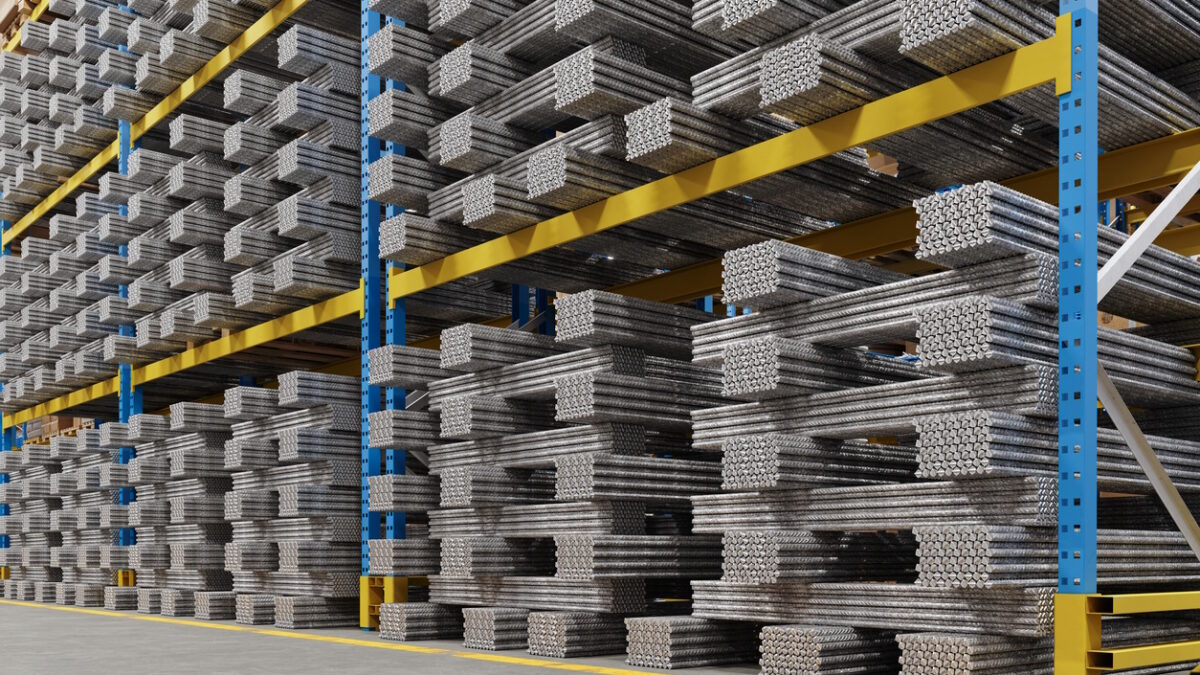 Distribution Warehouse With Rebars On The Racks
