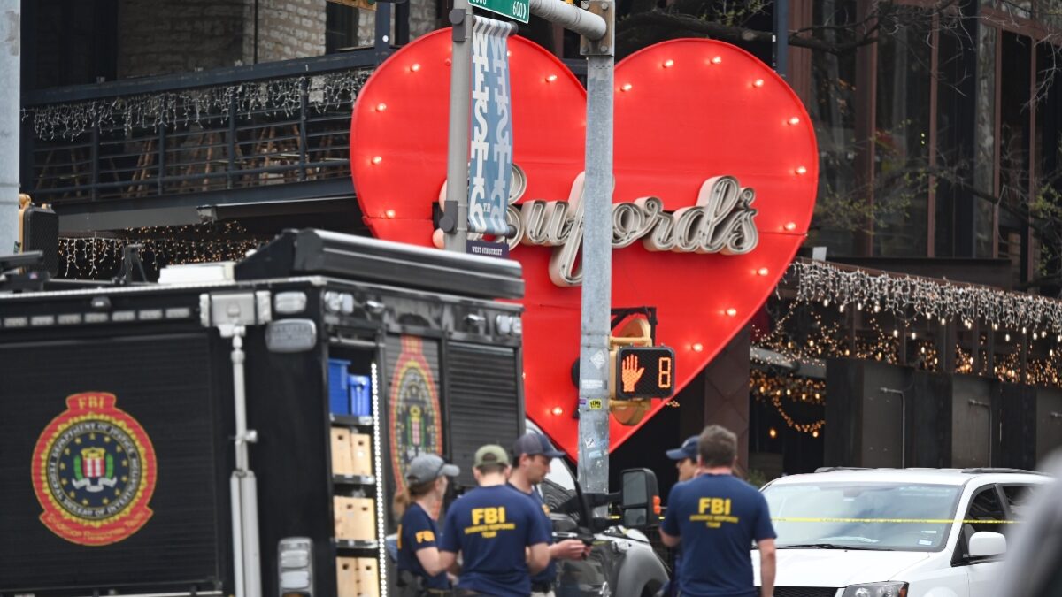 The Austin Police Department and the FBI investigate a shooting at Buford's on 6th Street on Sunday, March 1, 2026, in Austin, Texas.