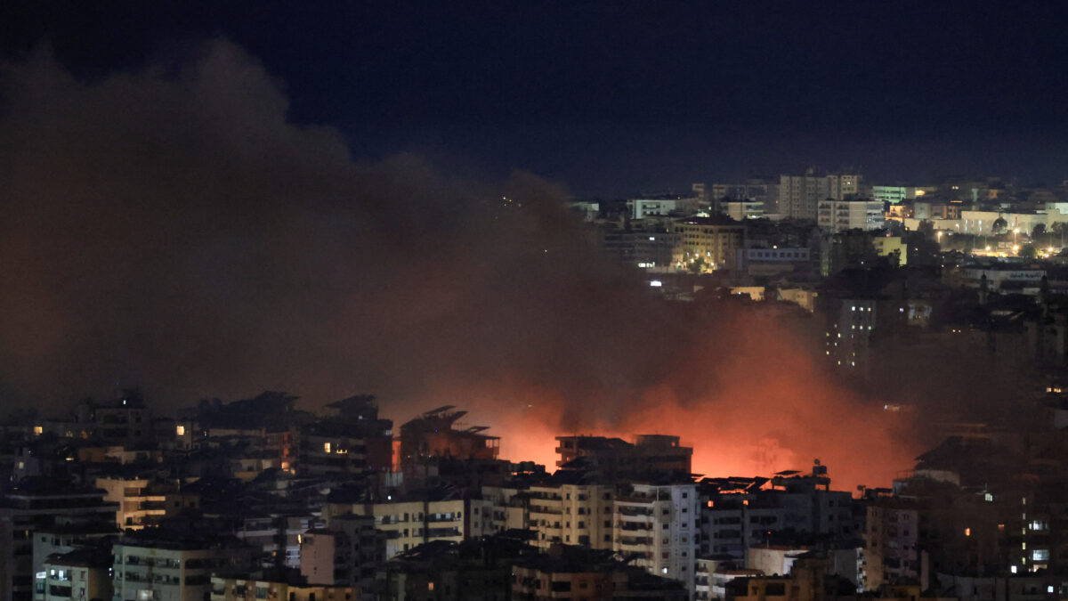Smoke billows after reported strikes on Beirut's southern suburbs, following an escalation between Hezbollah and Israel amid the U.S.-Israeli conflict with Iran, as seen from Baabda, Lebanon, March 6, 2026. REUTERS