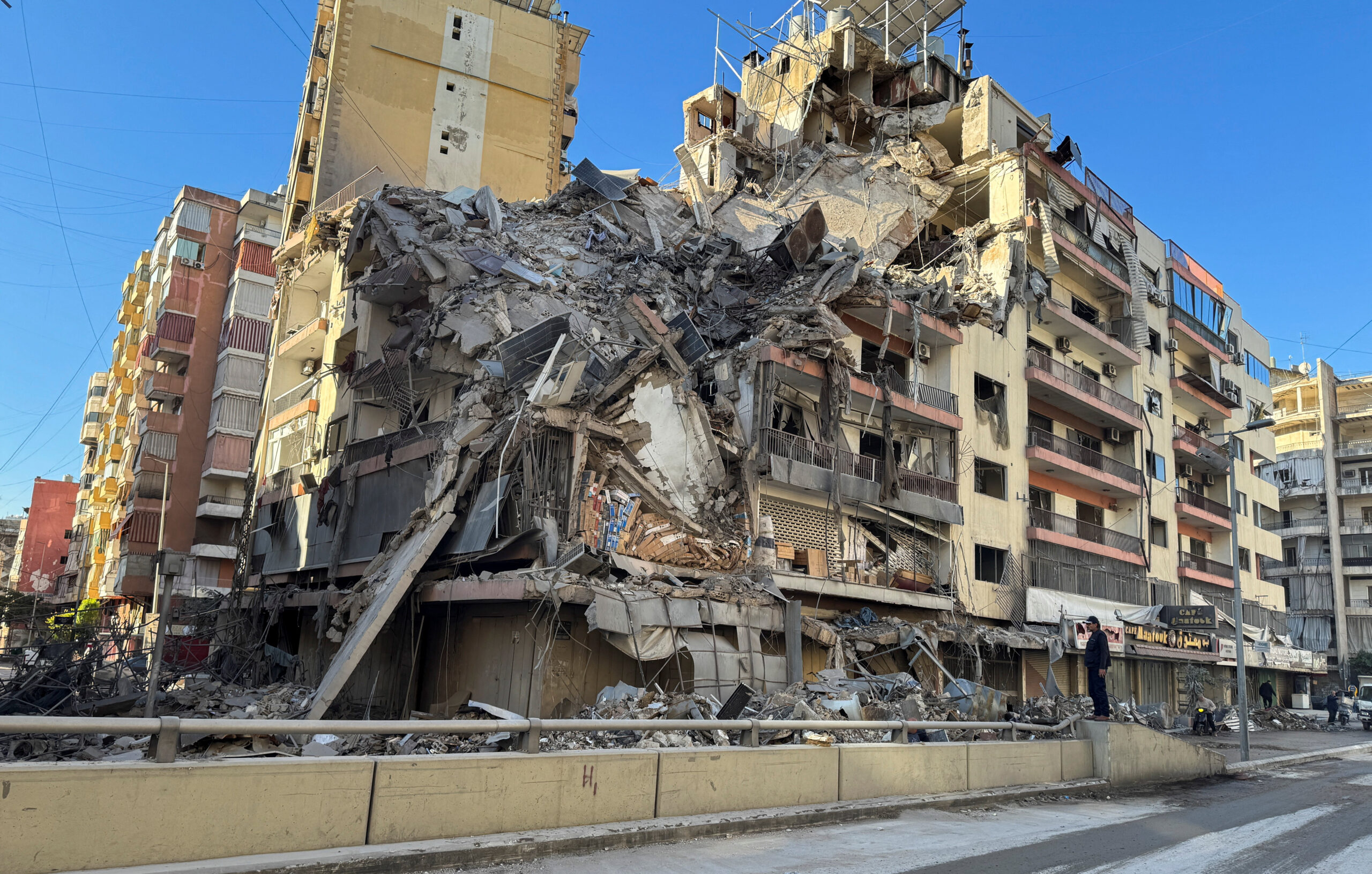 Aftermath of strikes on Beirut’s southern suburbs A man stands near a damaged building after Israeli strikes on Beirut's southern suburbs on Wednesday, following renewed hostilities between Hezbollah and Israel amid the U.S.-Israeli conflict with Iran, Lebanon, March 5, 2026. Picture taken with a mobile phone. REUTERS/Ahmad Al Kerdi